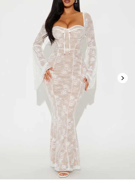 Fashion Nova Dresses & Skirts - Fashion Nova White Sheer Lace Maxi Dress